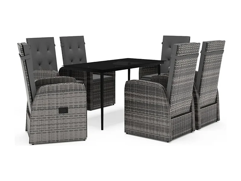 Stubbekøbing  Juego de comedor de jardín 7 piezas con cojines gris