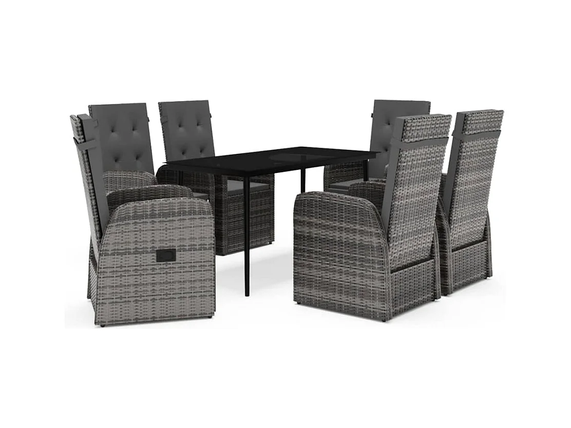 Stubbekøbing  Ensemble à manger de jardin avec coussins 7 pcs Gris