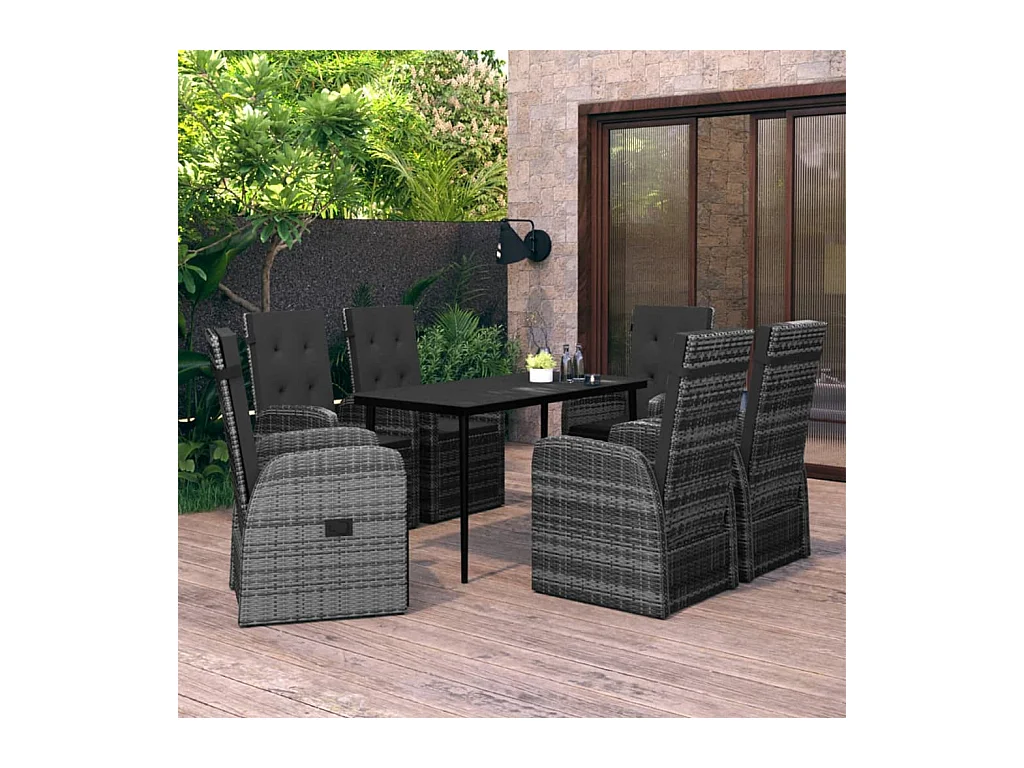 Stubbekøbing  Ensemble à manger de jardin avec coussins 7 pcs Gris