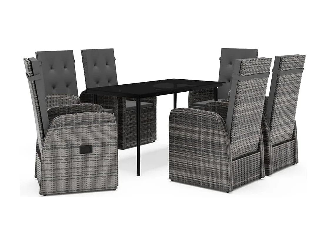 Stubbekøbing  Ensemble à manger de jardin avec coussins 7 pcs Gris