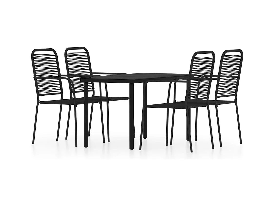 Scott  Ensemble à manger de jardin 5 pcs Noir