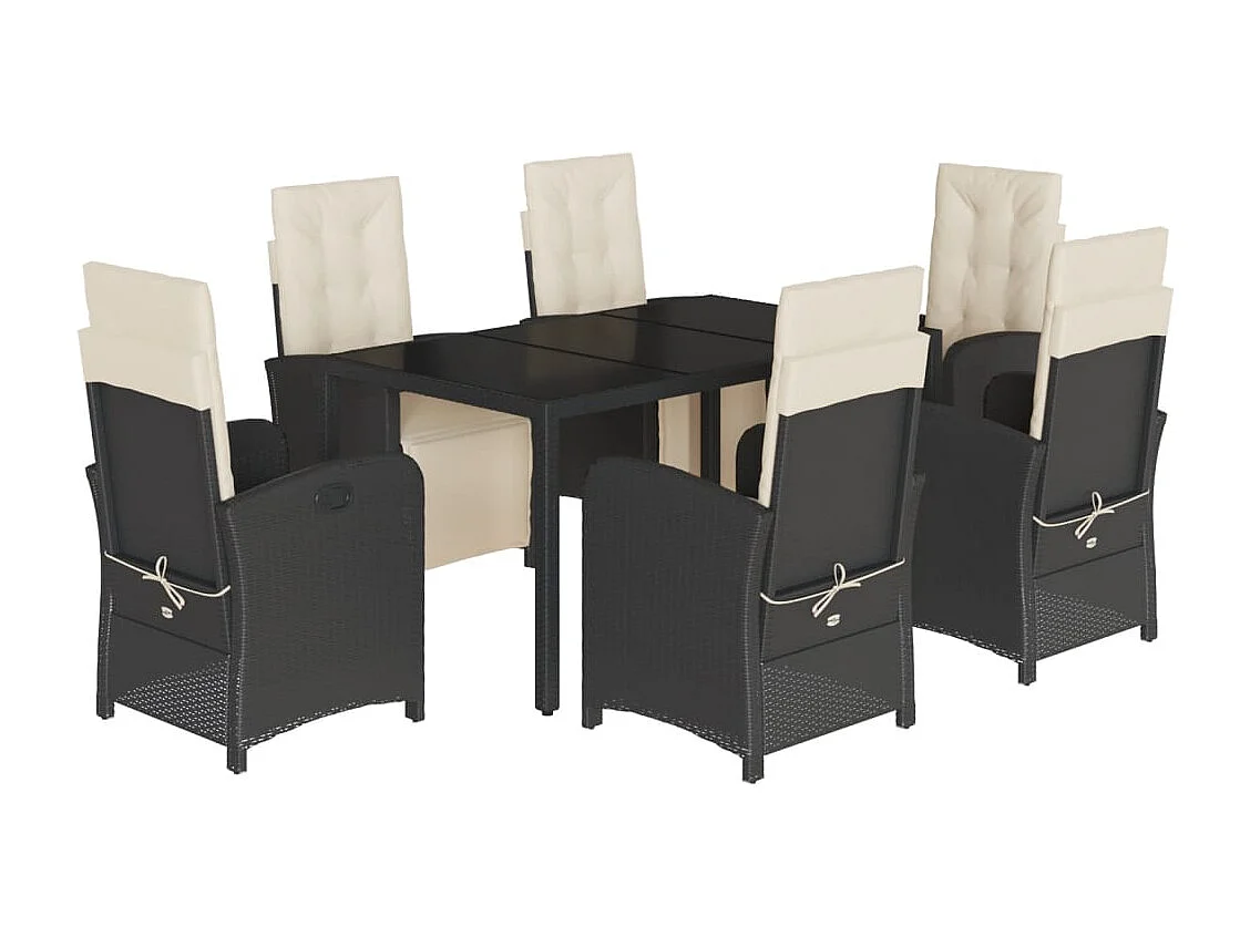 Hillside  7-delige Tuinset met kussens poly rattan zwart