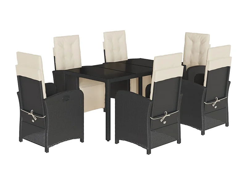 Hillside  7-delige Tuinset met kussens poly rattan zwart