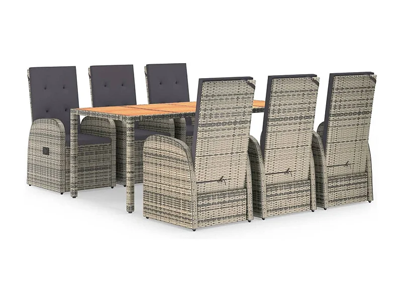 Ringsted  7-delige Tuinset met kussens poly rattan grijs