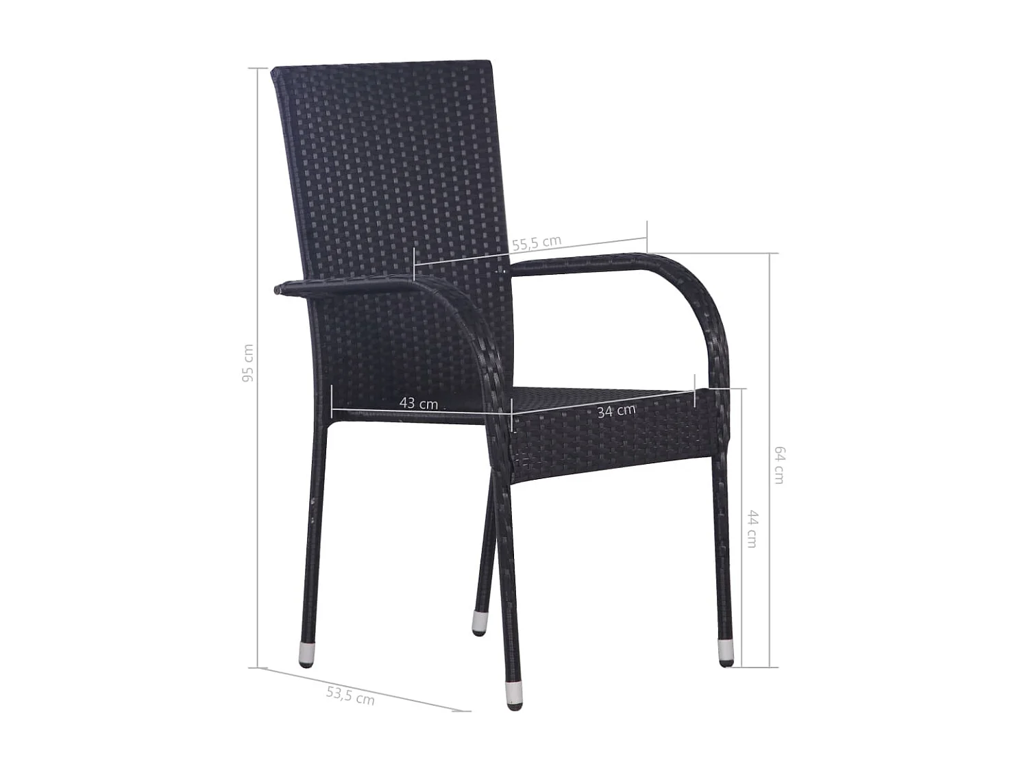 Baldwin  Ensemble à manger de jardin 5 pcs Résine tressée Noir