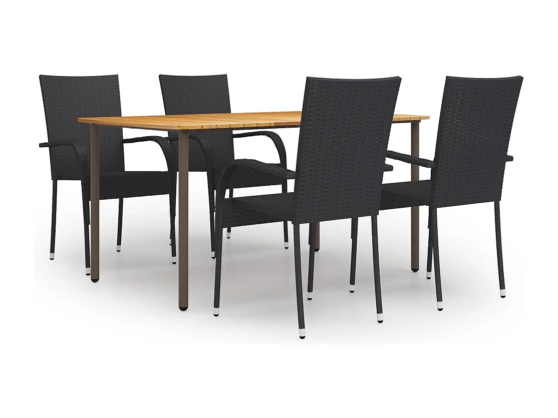 Baldwin  Ensemble à manger de jardin 5 pcs Résine tressée Noir