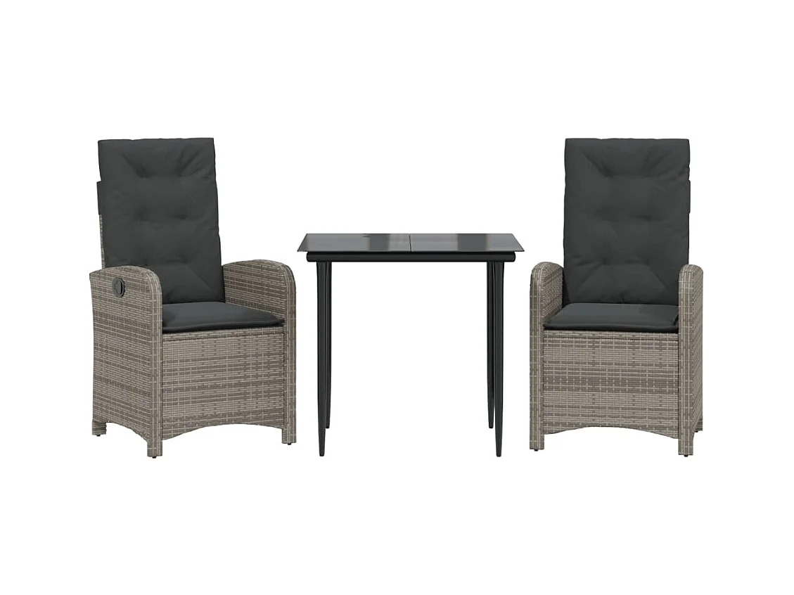 Caltanissetta  Ensemble à manger de jardin 3 pcs coussins gris résine tressée