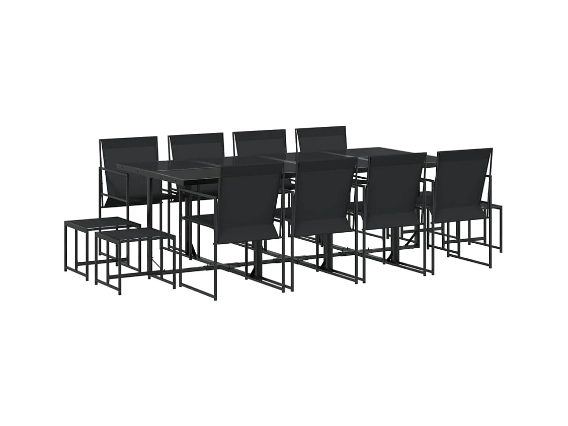 Sophie Rae  Juego de comedor de jardín 13 piezas textileno negro