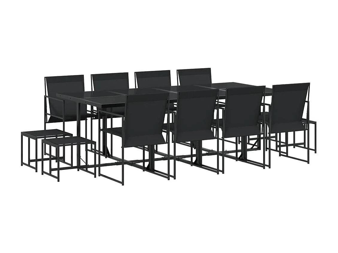 Sophie Rae  Ensemble à manger de jardin 13 pcs noir textilène