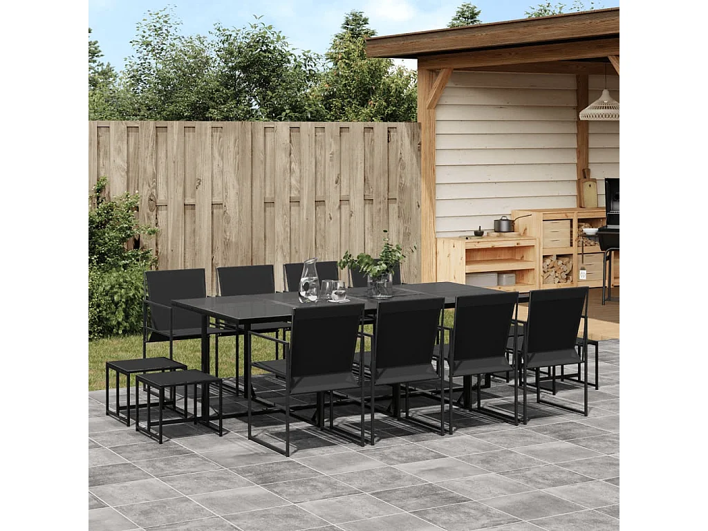 Sophie Rae  Ensemble à manger de jardin 13 pcs noir textilène