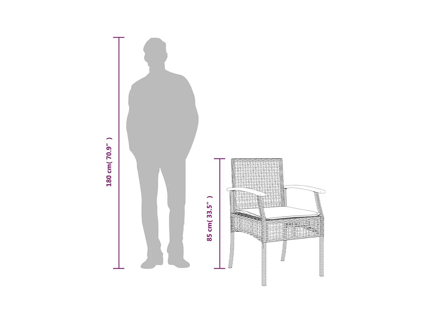 Teis  Ensemble à manger de jardin et coussins 3 pcs Beige poly rotin