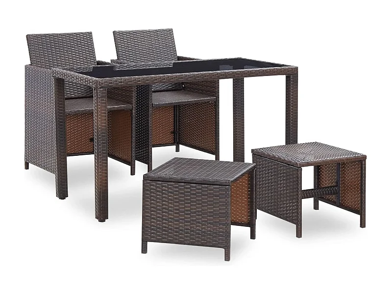 Chenoa  5-delige Tuinset met kussens poly rattan bruin