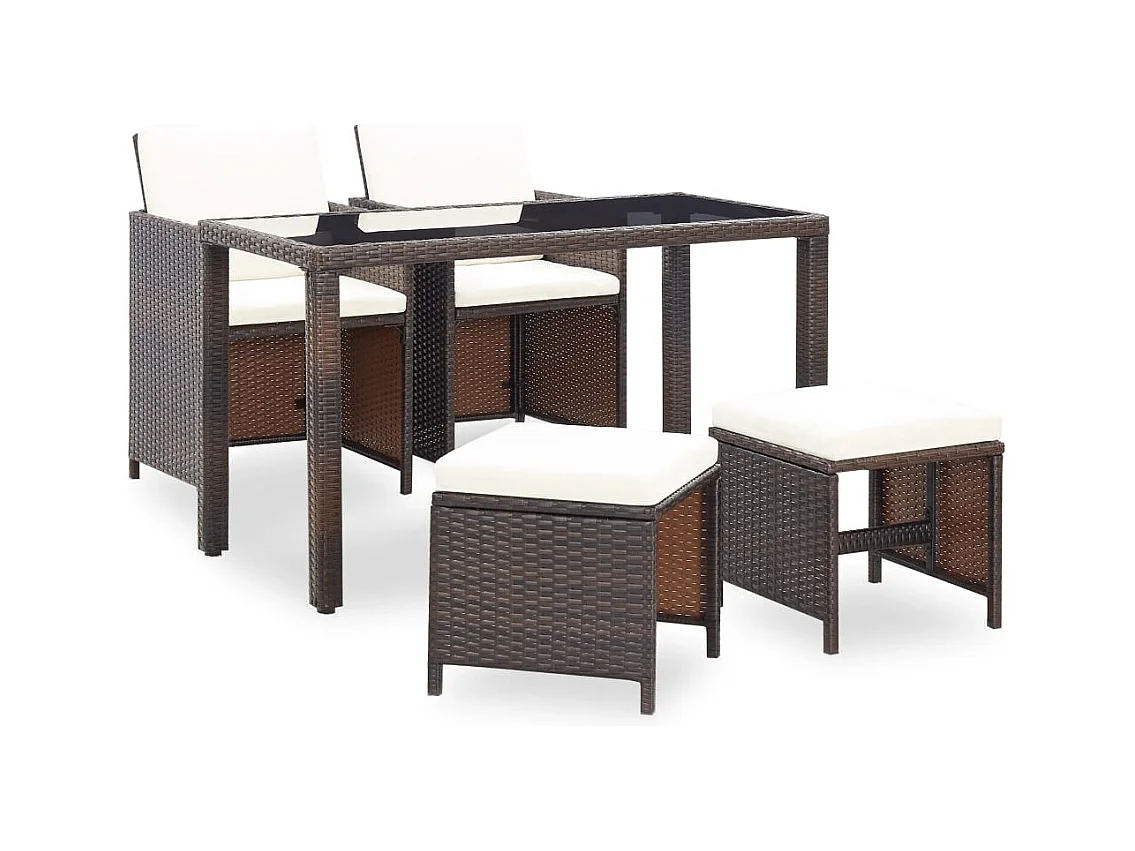 Chenoa  5-delige Tuinset met kussens poly rattan bruin