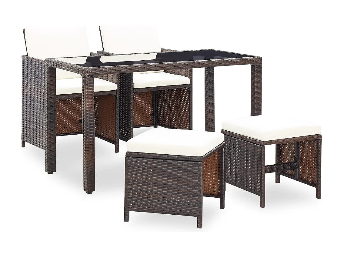 Chenoa  5-delige Tuinset met kussens poly rattan bruin