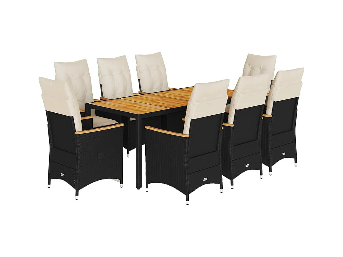 Lapinjärvi  9-delige Tuinset poly rattan zwart