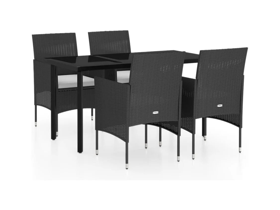 Hillsboro  Ensemble à manger de jardin avec coussins 5 pcs Noir