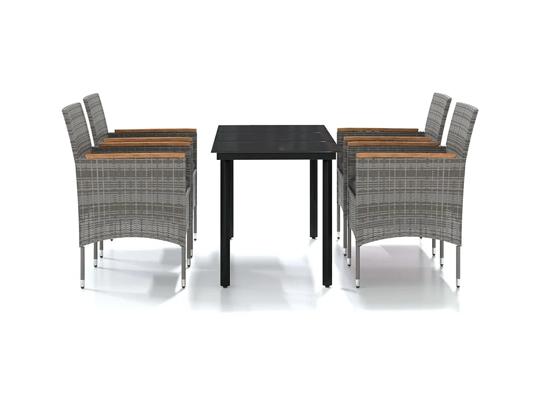 Union  Ensemble à manger de jardin et coussins 5pcs Gris/noir