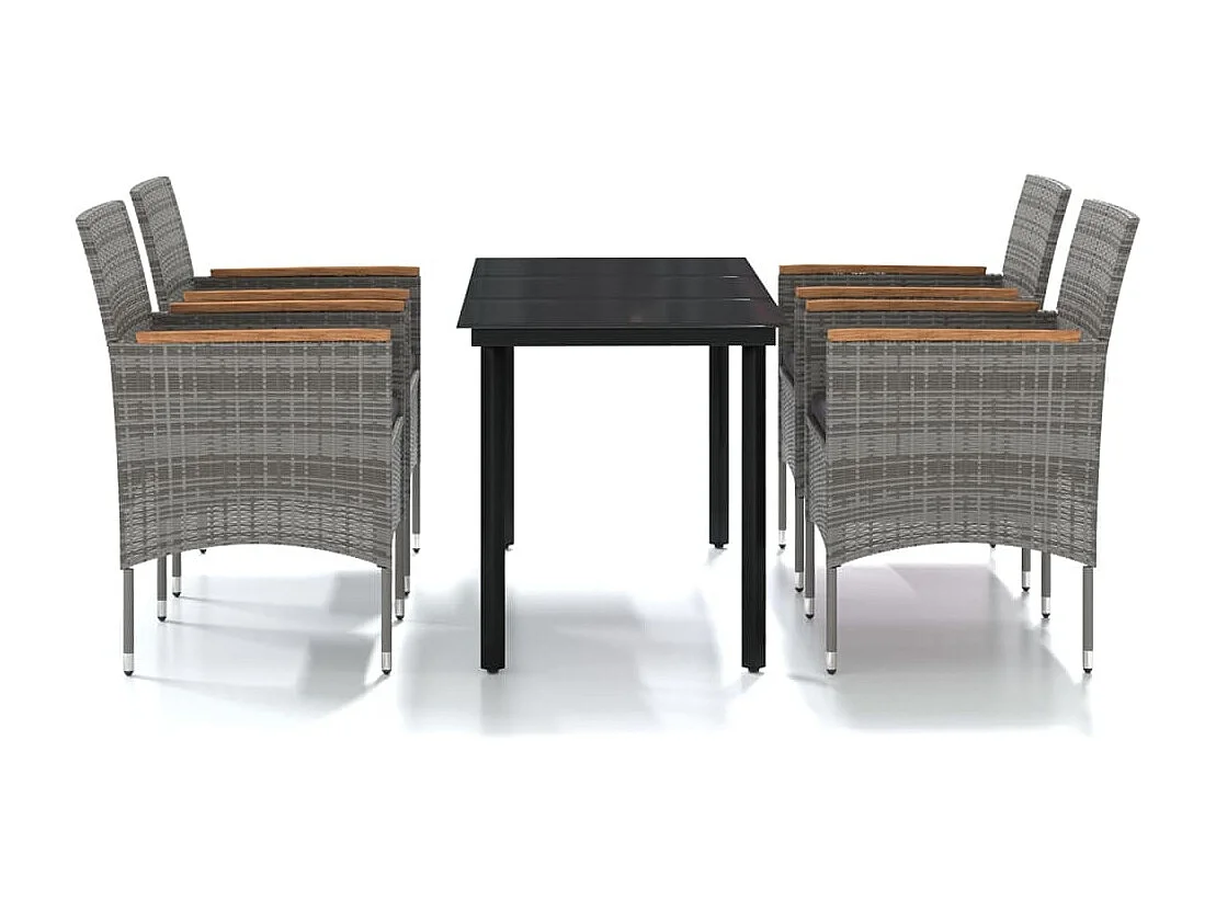 Union  Ensemble à manger de jardin et coussins 5pcs Gris/noir