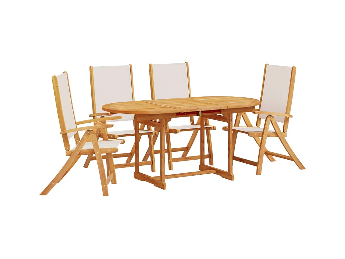 Carrizo Springs  Juego comedor de jardín 5 pzas madera maciza acacia y textileno