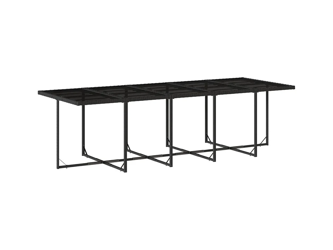 Jeroen  Ensemble à manger de jardin 15 pcs coussins noir résine tressée