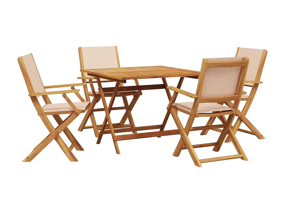 China Grove  Ensemble à manger de jardin 5 pcs beige tissu et bois massif