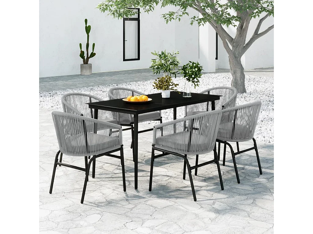 Belric  Ensemble à manger de jardin 7 pcs Gris