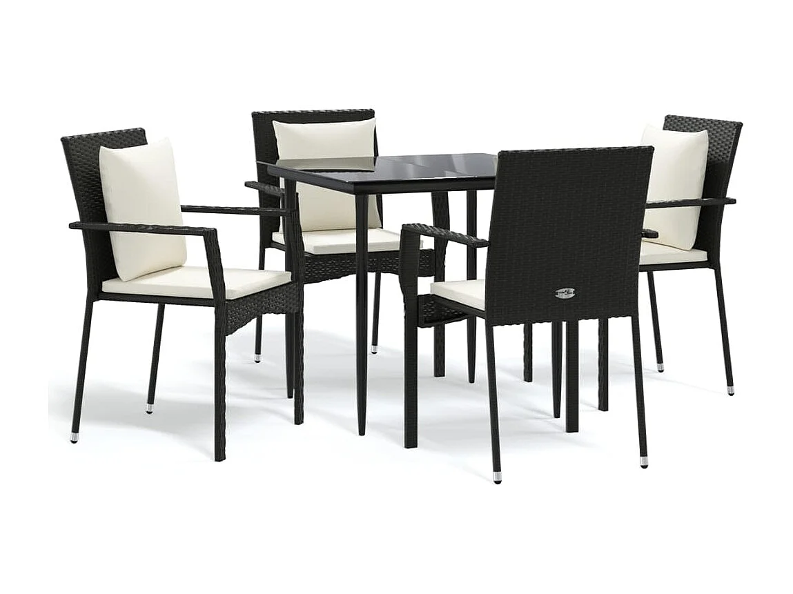 Chelan  5-delige Tuinset met kussens poly rattan zwart