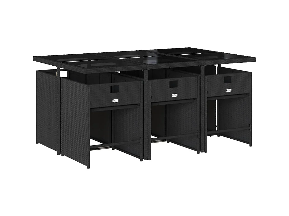 Heeswijk-Dinther  Ensemble à manger de jardin coussins 7pcs Noir Résine tressée