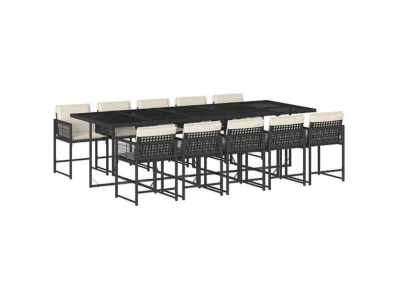 Sharif  11-delige Tuinset met kussens poly rattan zwart