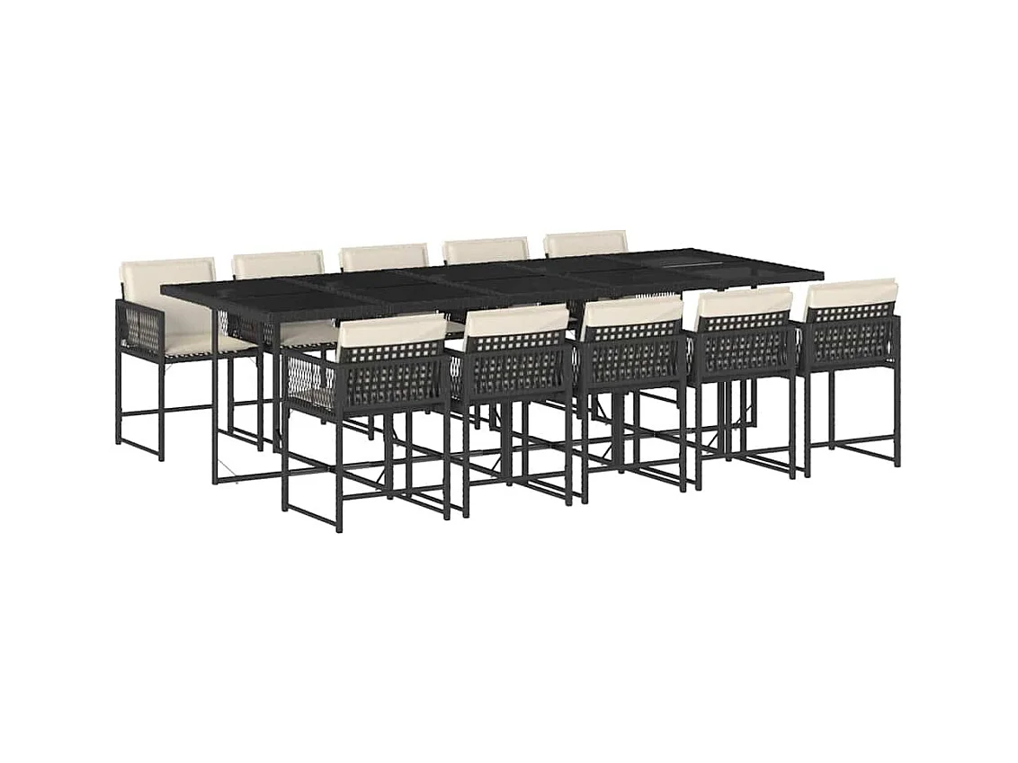 Sharif  11-delige Tuinset met kussens poly rattan zwart