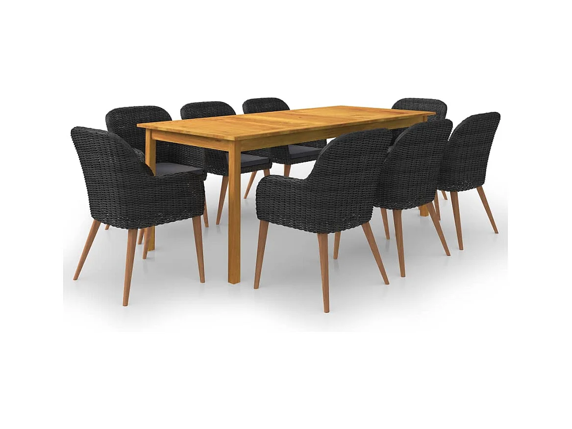 Jostir  Ensemble à manger de jardin 9 pcs Noir