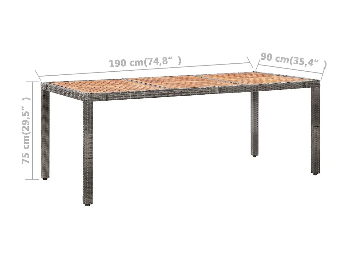 Valric  Set de comedor de jardín 9 pzas y cojines ratán sintético gris