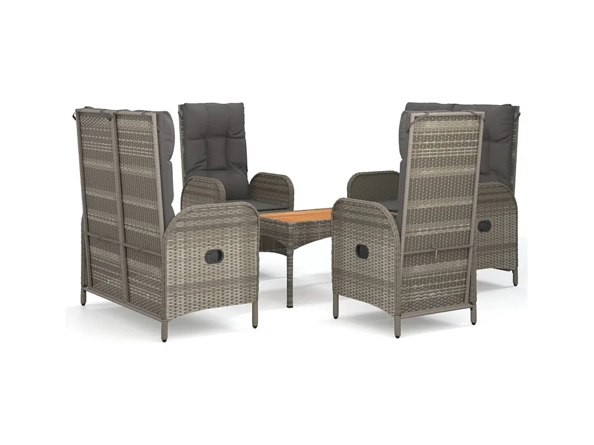 Holbaek  Ensemble à manger de jardin 5 pcs coussins gris résine tressée