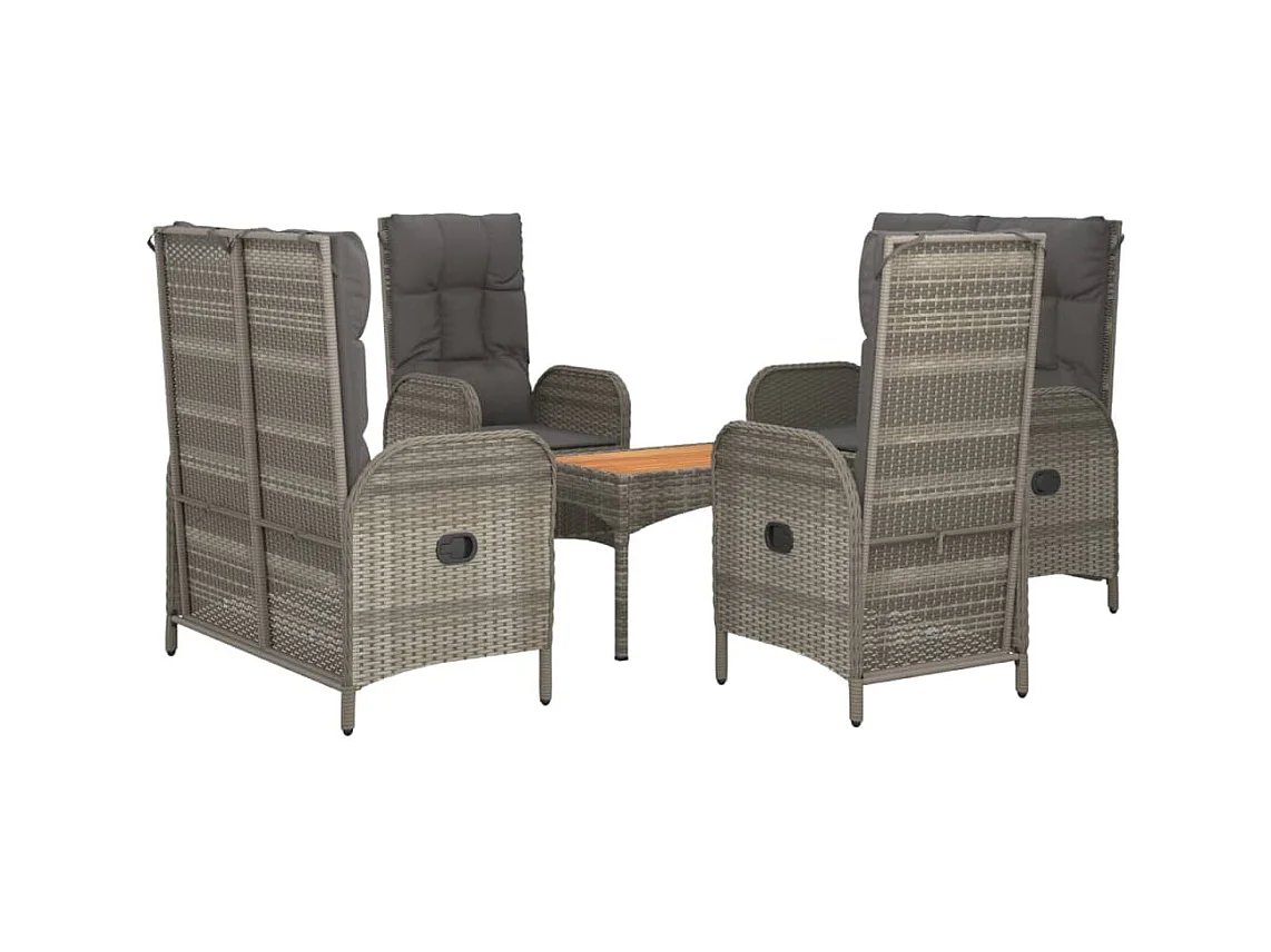 Holbaek  Ensemble à manger de jardin 5 pcs coussins gris résine tressée