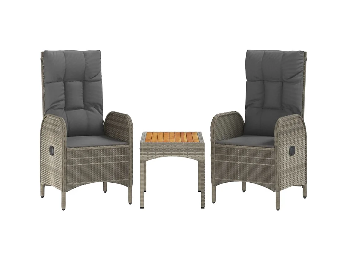 Holbaek  Ensemble à manger de jardin 5 pcs coussins gris résine tressée