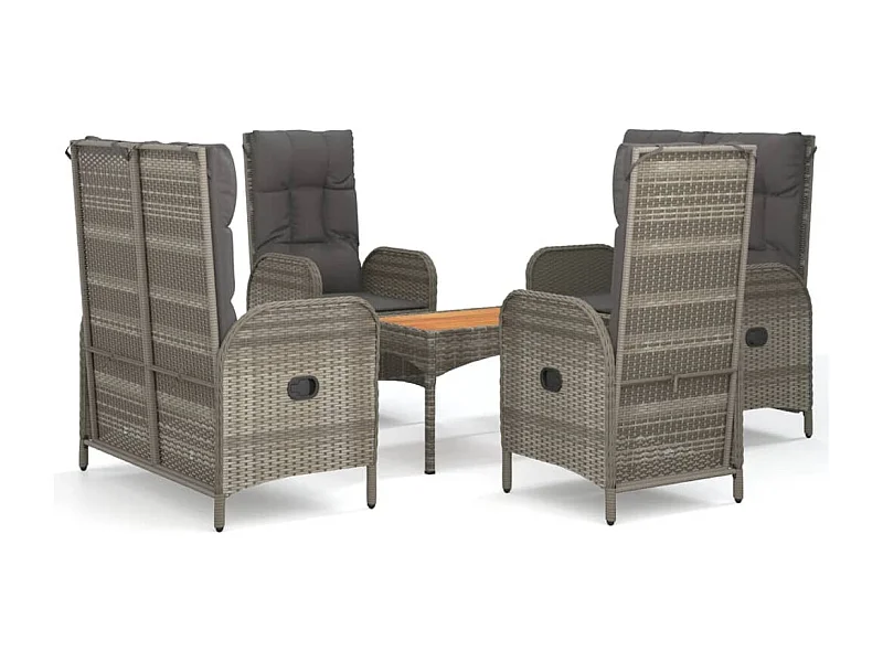 Holbaek  Set comedor de jardín 5 piezas con cojines ratán sintético gris