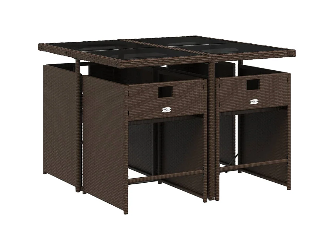 Heeswijk-Dinther  5-delige Tuinset met kussens poly rattan bruin