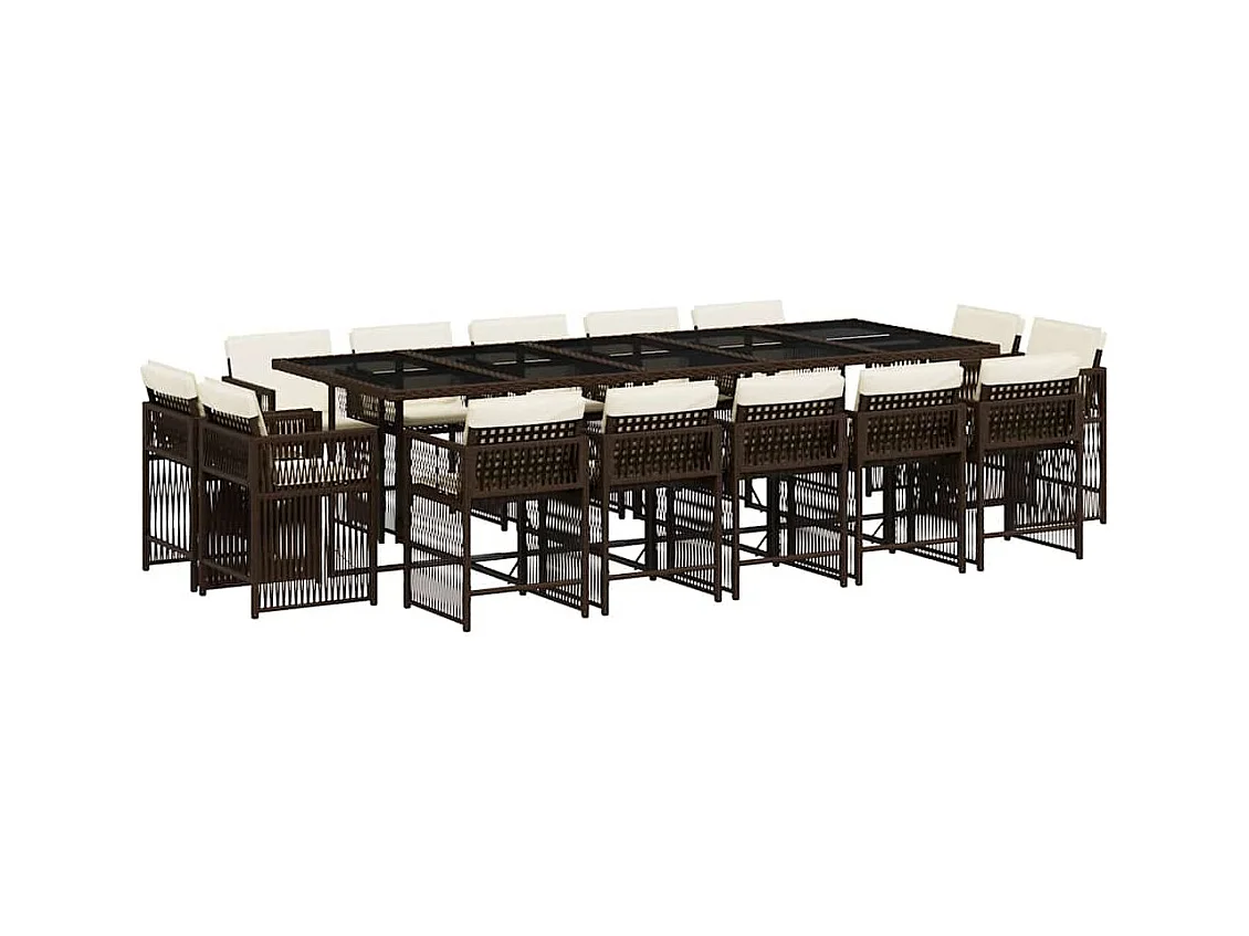 Maart  15-delige Tuinset met kussens poly rattan bruin