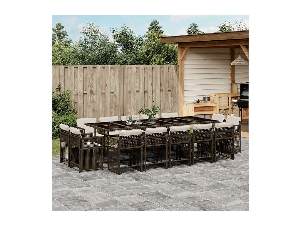 Maart  15-delige Tuinset met kussens poly rattan bruin