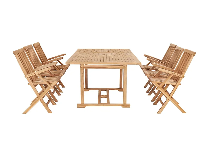 Ray Alan  Ensemble à manger d'extérieur 7pcs 150-200x100x75cm Teck massif