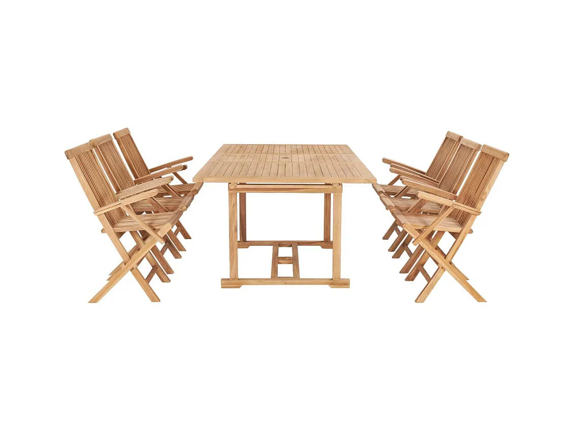 Ray Alan  Ensemble à manger d'extérieur 7pcs 150-200x100x75cm Teck massif