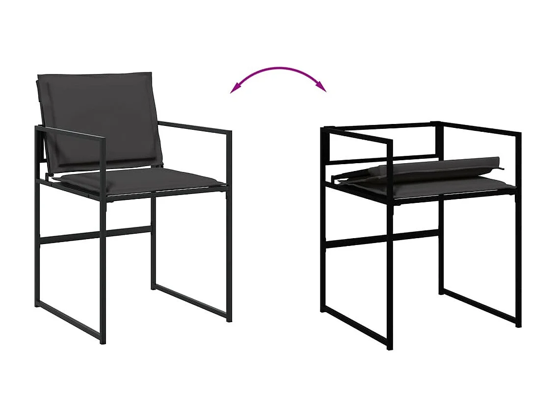 Myrena  Ensemble à manger de jardin avec coussins 9 pcs noir textilène