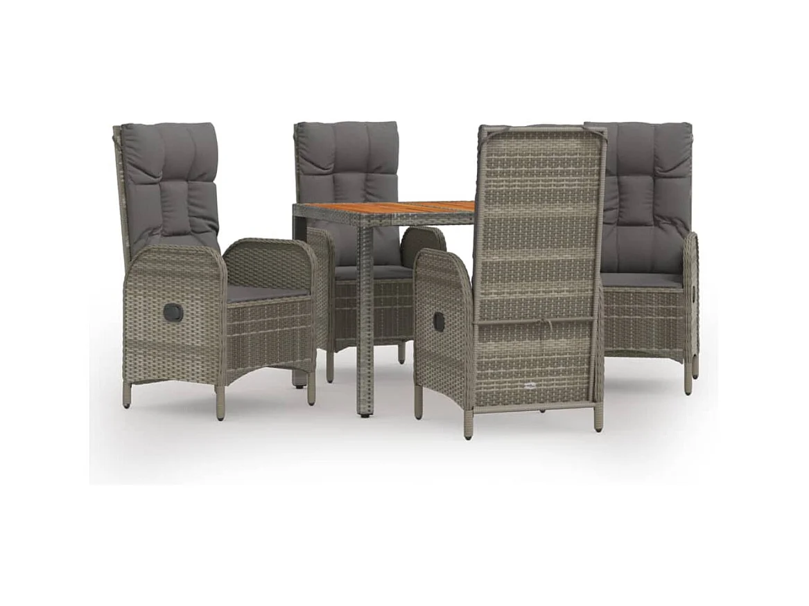 Addison  Ensemble à manger de jardin 5 pcs coussins gris résine tressée