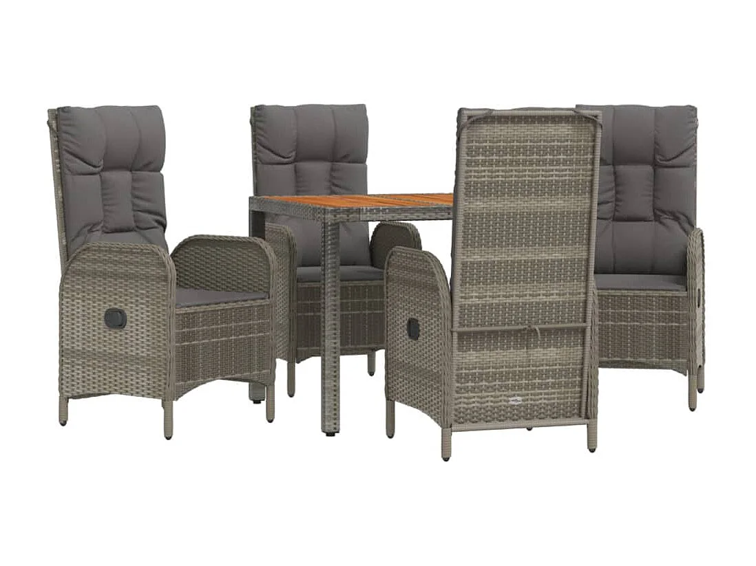 Addison  Ensemble à manger de jardin 5 pcs coussins gris résine tressée