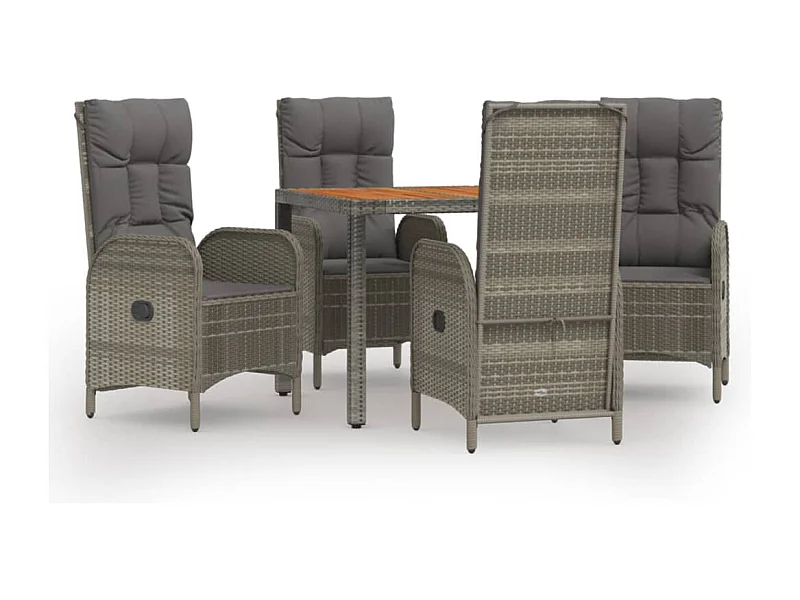 Addison  Ensemble à manger de jardin 5 pcs coussins gris résine tressée