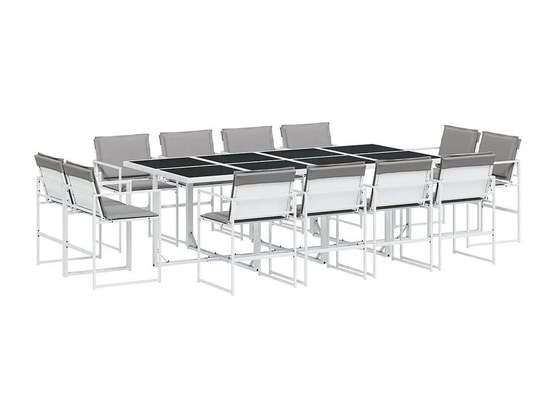 Vyra  Ensemble à manger de jardin avec coussins 13pcs blanc textilène