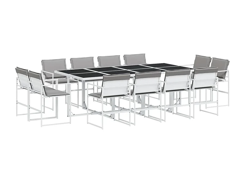 Vyra  Ensemble à manger de jardin avec coussins 13pcs blanc textilène