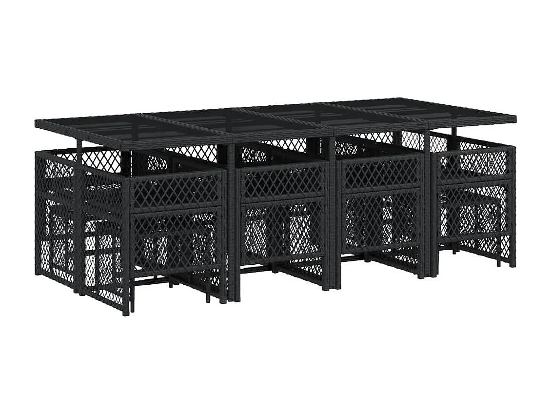 Lubbeek  13-delige Tuinset met kussens poly rattan zwart