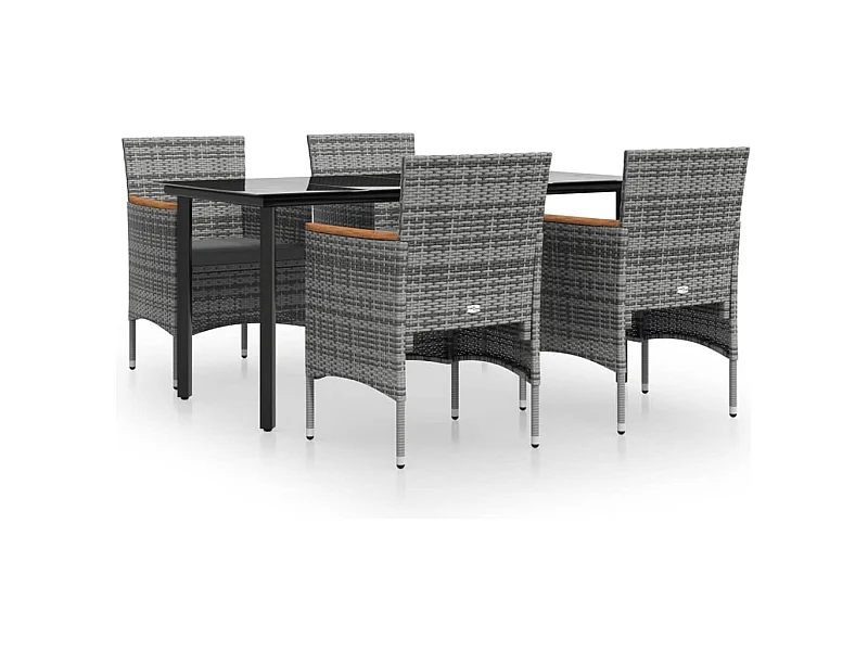 Union  Ensemble à manger de jardin et coussins 5pcs Gris/noir