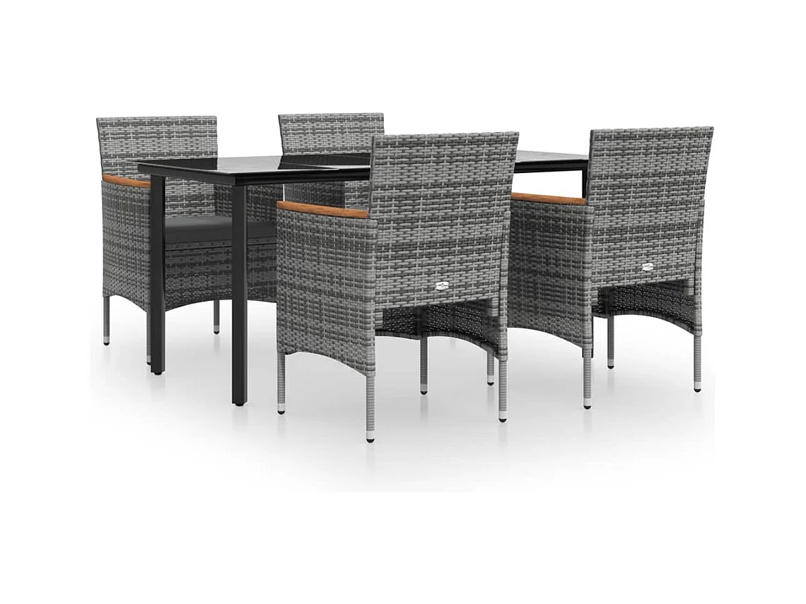Union  Ensemble à manger de jardin et coussins 5pcs Gris/noir